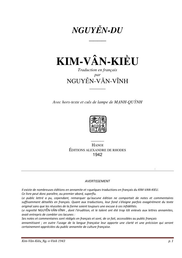 Kim Vân Kiều - (1942) Nguyễn Văn Vĩnh